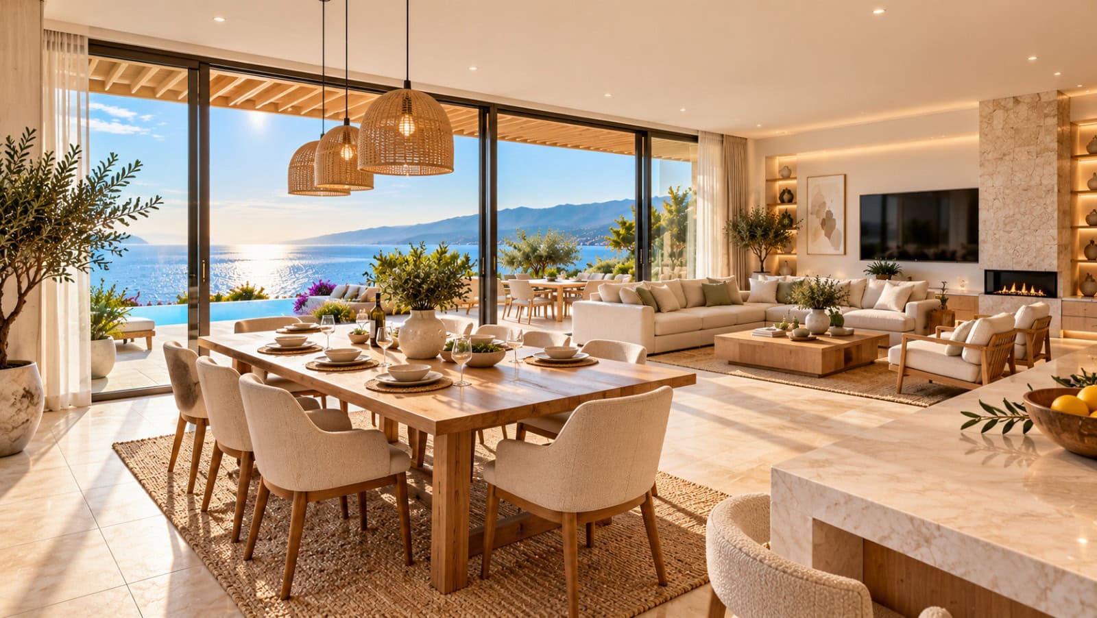 Mediterranes Esszimmer mit Meerblick Mediterranes Esszimmer mit Meerblick