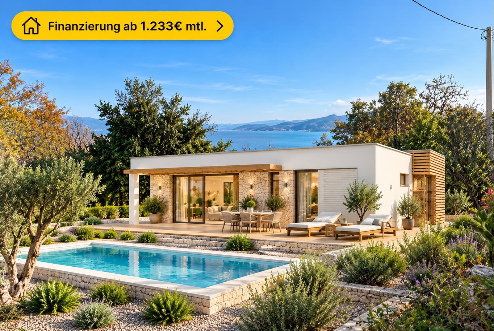 Moderne Villa mit Meerblick und Pool Moderne Villa mit Meerblick und Pool