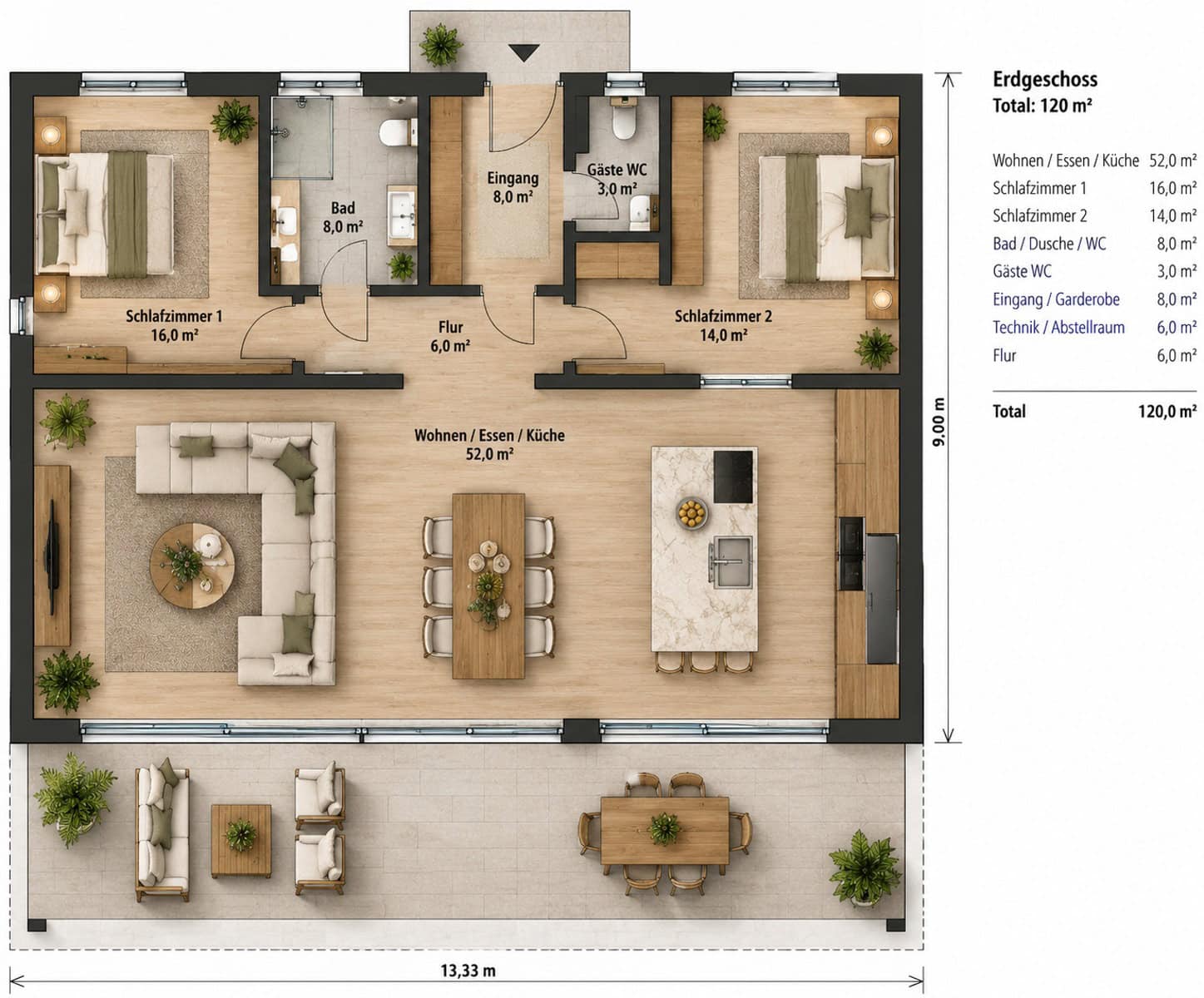 Modernes Erdgeschoss mit Wohnterrasse Modernes Erdgeschoss mit Wohnterrasse