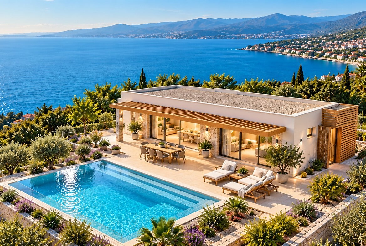 Luxusvilla mit Infinity-Pool am Meer