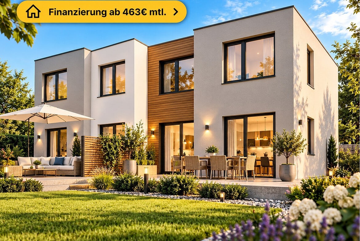 Modernes Haus mit Gartenparadies