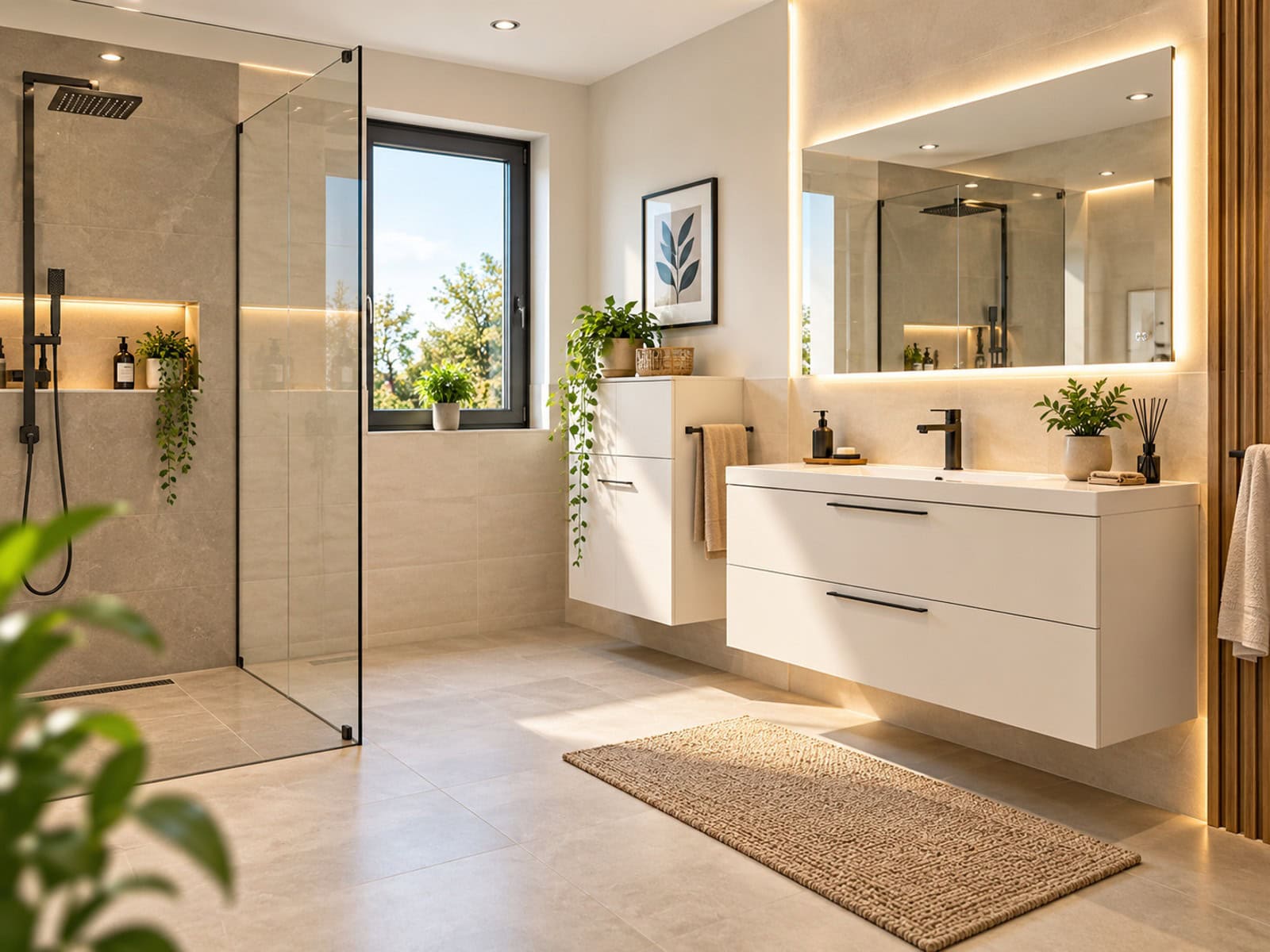 Modernes Spa-Badezimmer mit Pflanzen(1) Modernes Spa-Badezimmer mit Pflanzen(1)