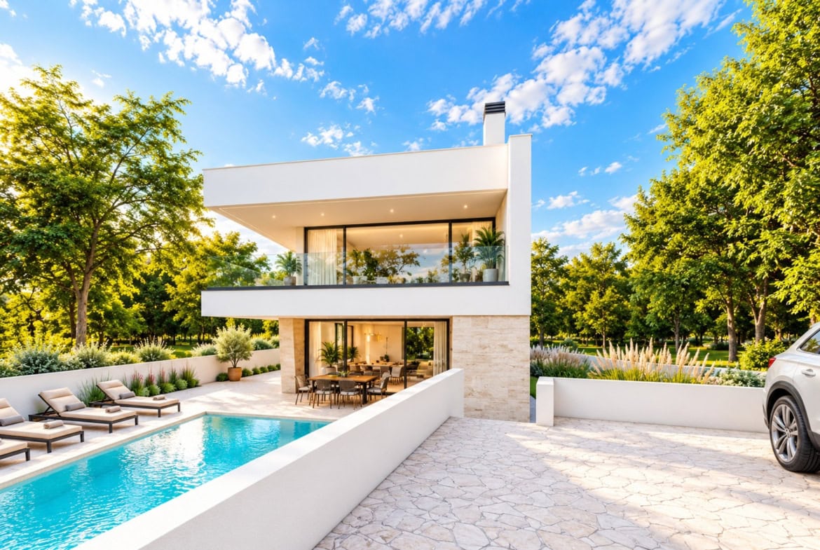 Moderne Villa mit Pool im Grünen