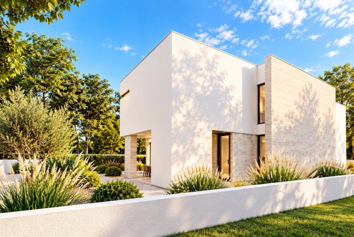 Modernes Haus mit Gartenidylle