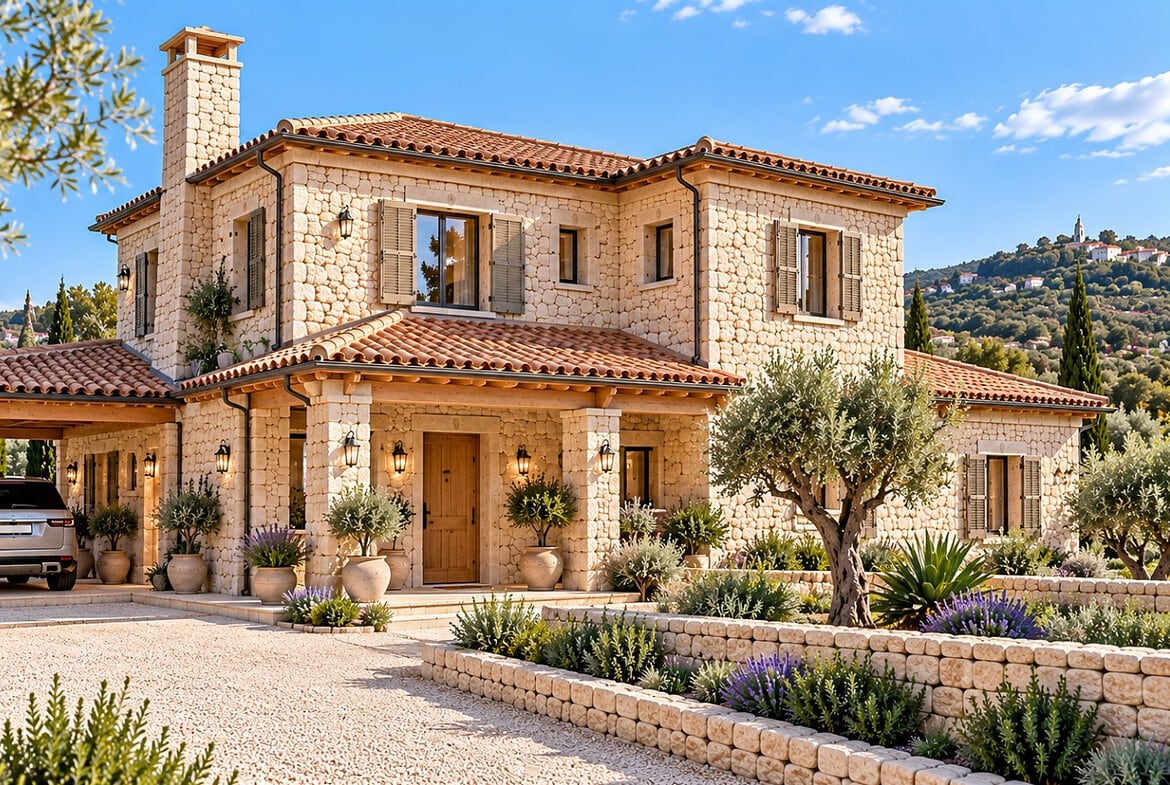 Mediterrane Villa mit Olivenpark