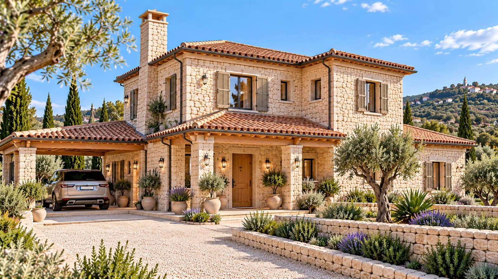 Mediterrane Villa mit Olivenpark