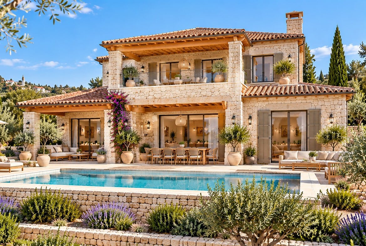 Sonnige mediterrane Luxusvilla mit Pool