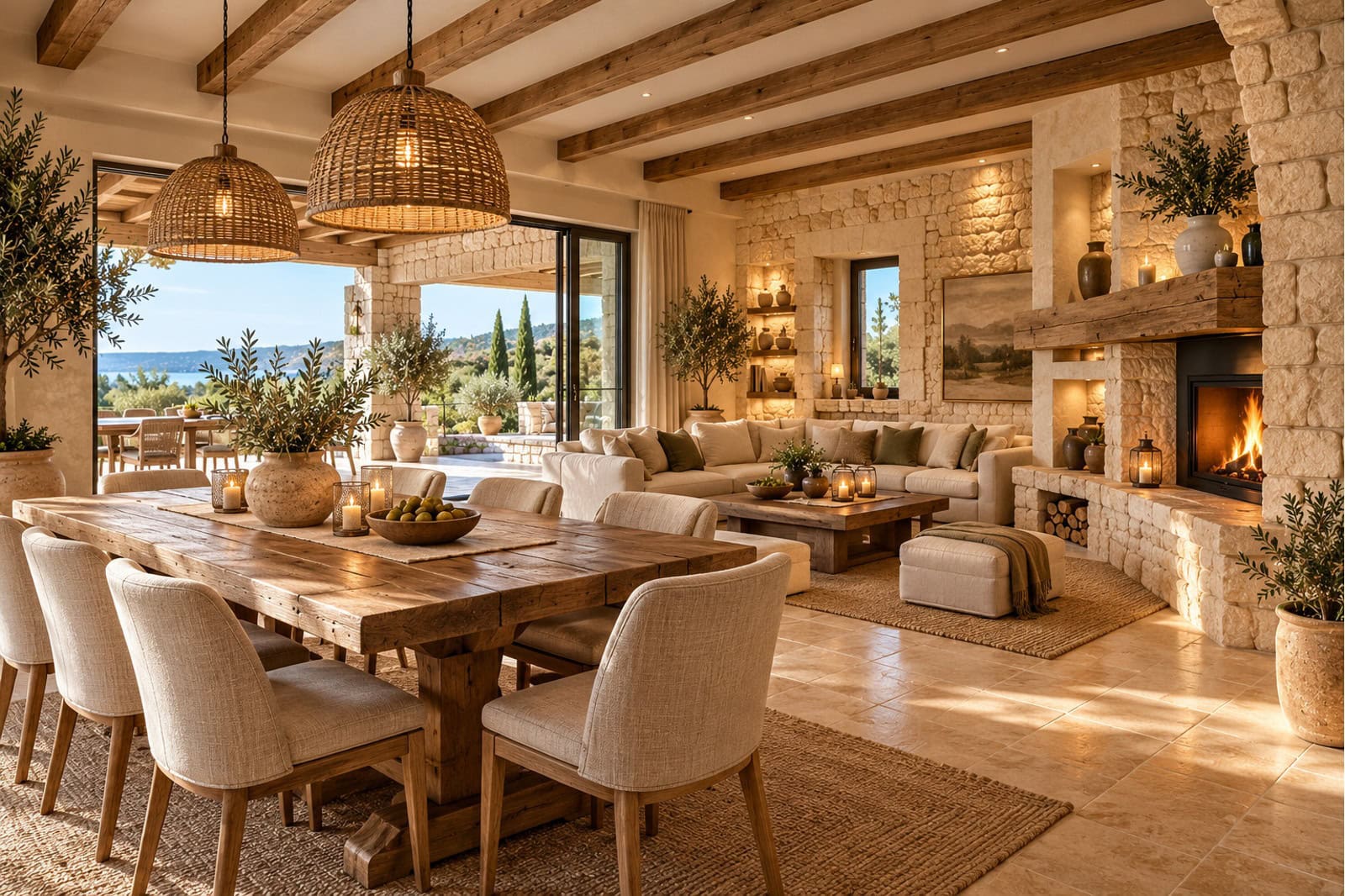Rustikales Wohnzimmer mit mediterranem Charme