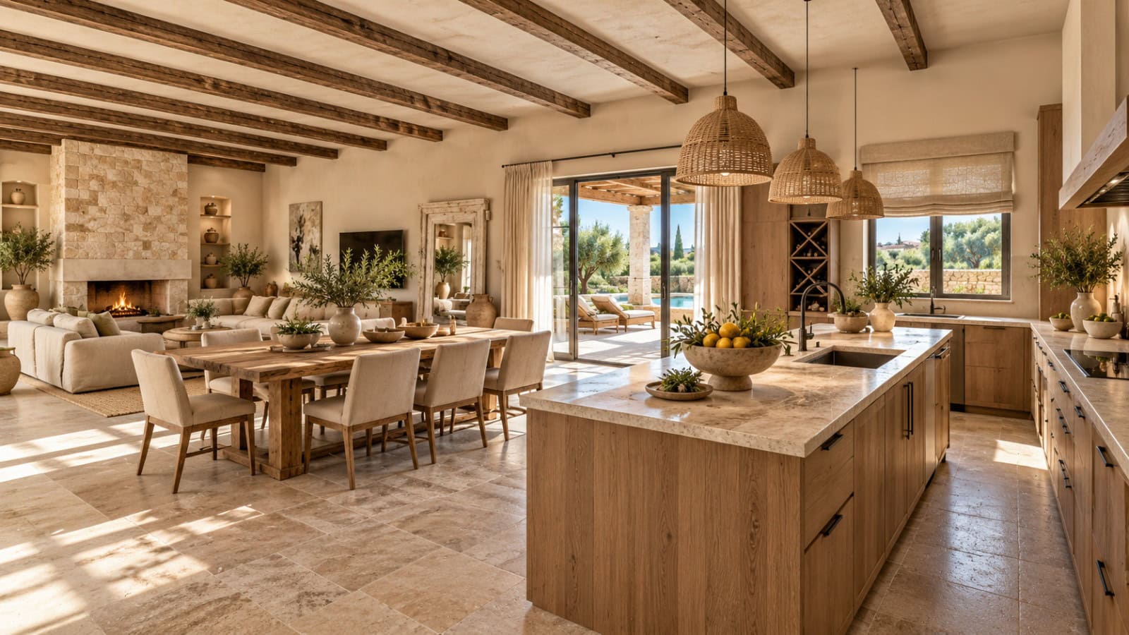 Mediterraneane Villa mit offener Wohnküche Mediterraneane Villa mit offener Wohnküche