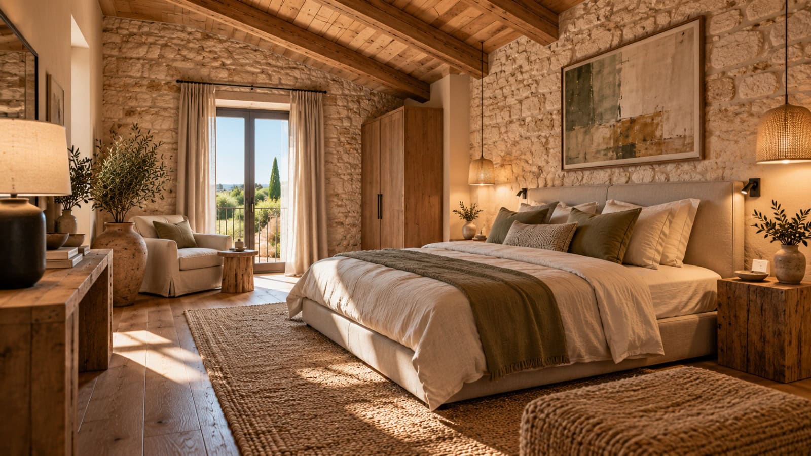 Mediterranes Schlafzimmer mit Naturmaterialien Mediterranes Schlafzimmer mit Naturmaterialien