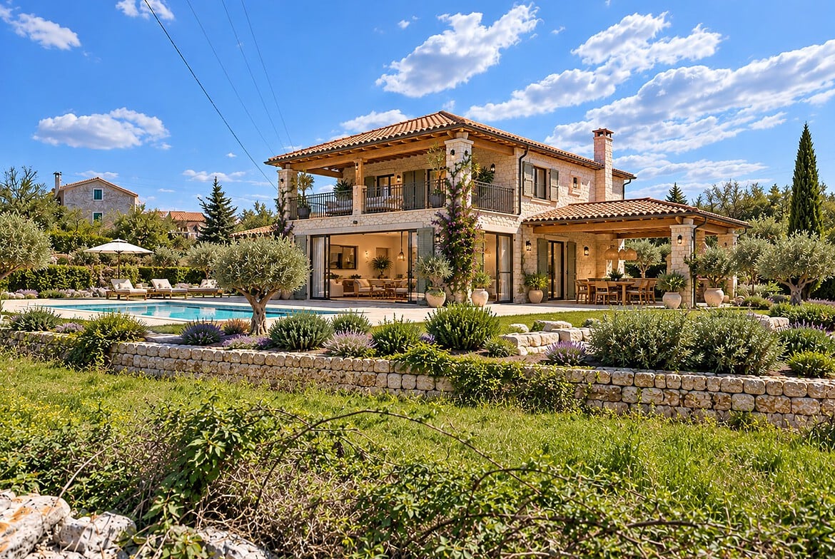Mediterraneane Villa mit Pool und Garten