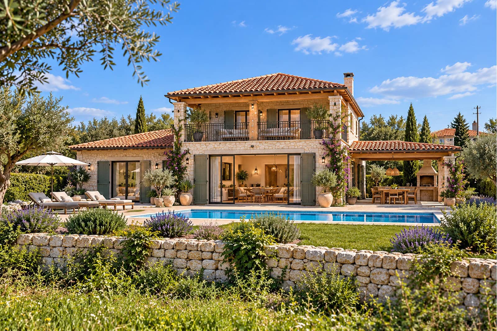 Mediterrane Villa mit Pool und Terrassen