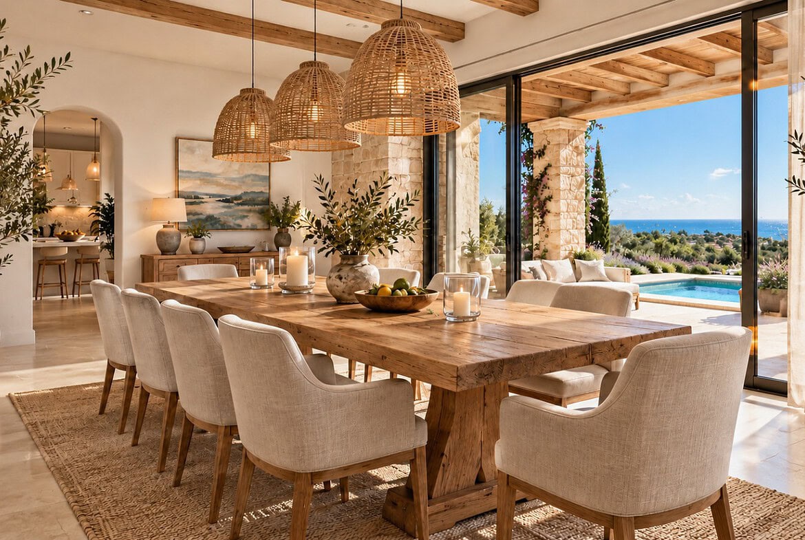 Mediterranes Esszimmer mit Meerblick(1)