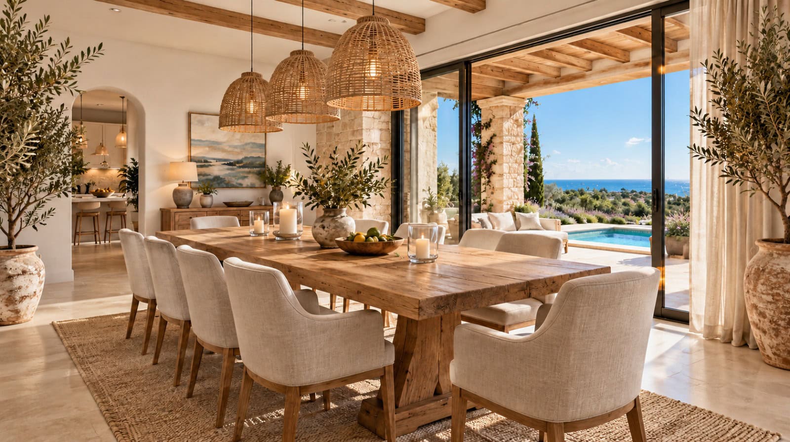 Mediterranes Esszimmer mit Meerblick(1)