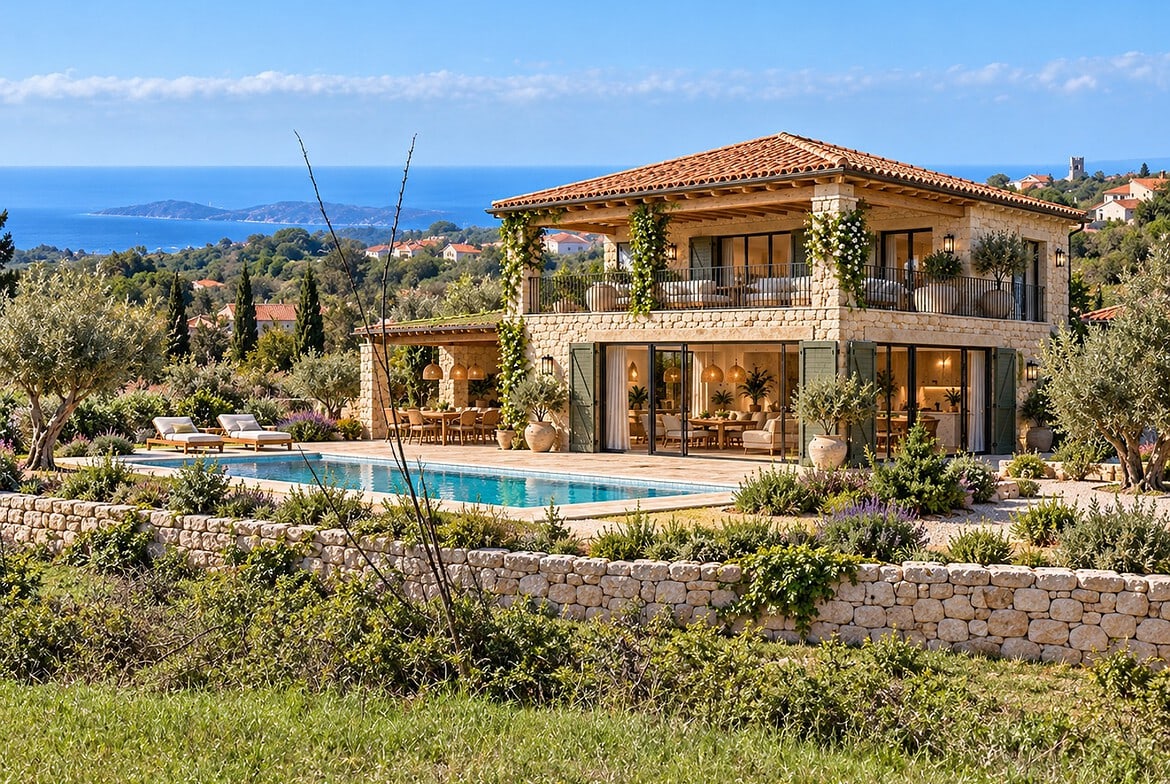 Mediterrane Villa mit Meerblick und Pool