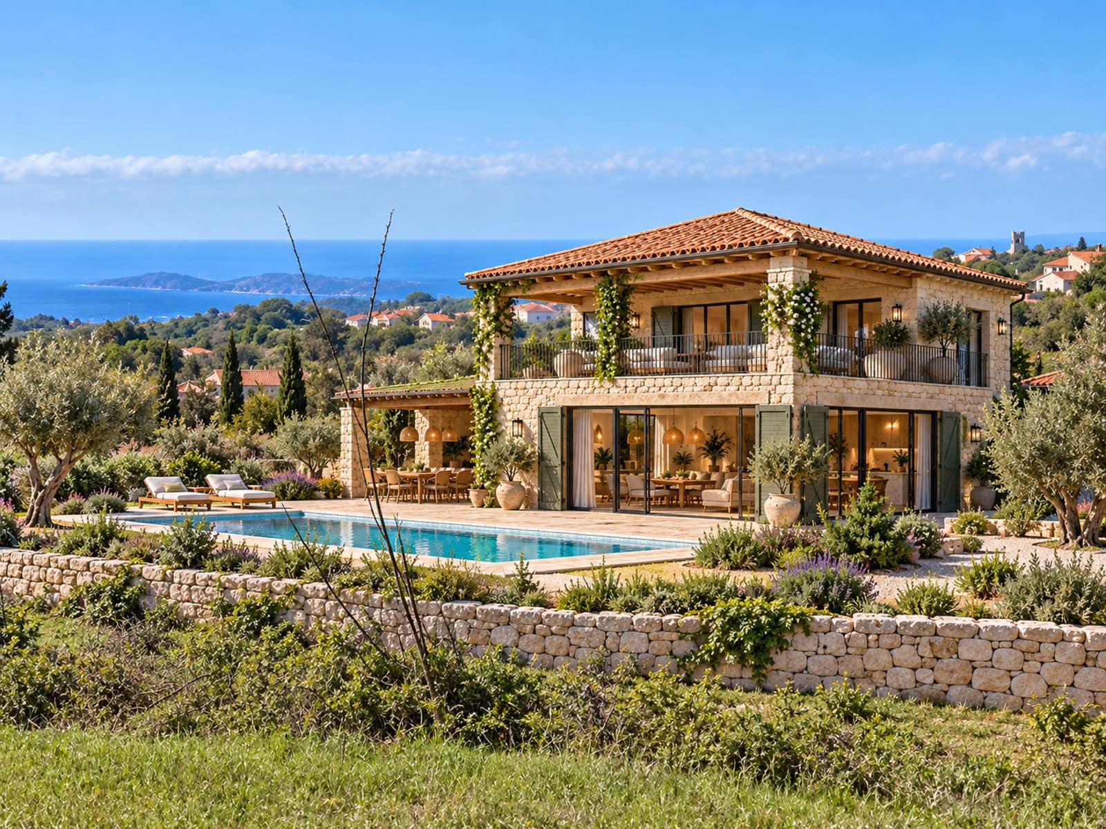 Mediterrane Villa mit Meerblick und Pool