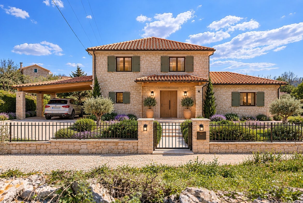 Mediterraneane Villa mit Garten und SUV