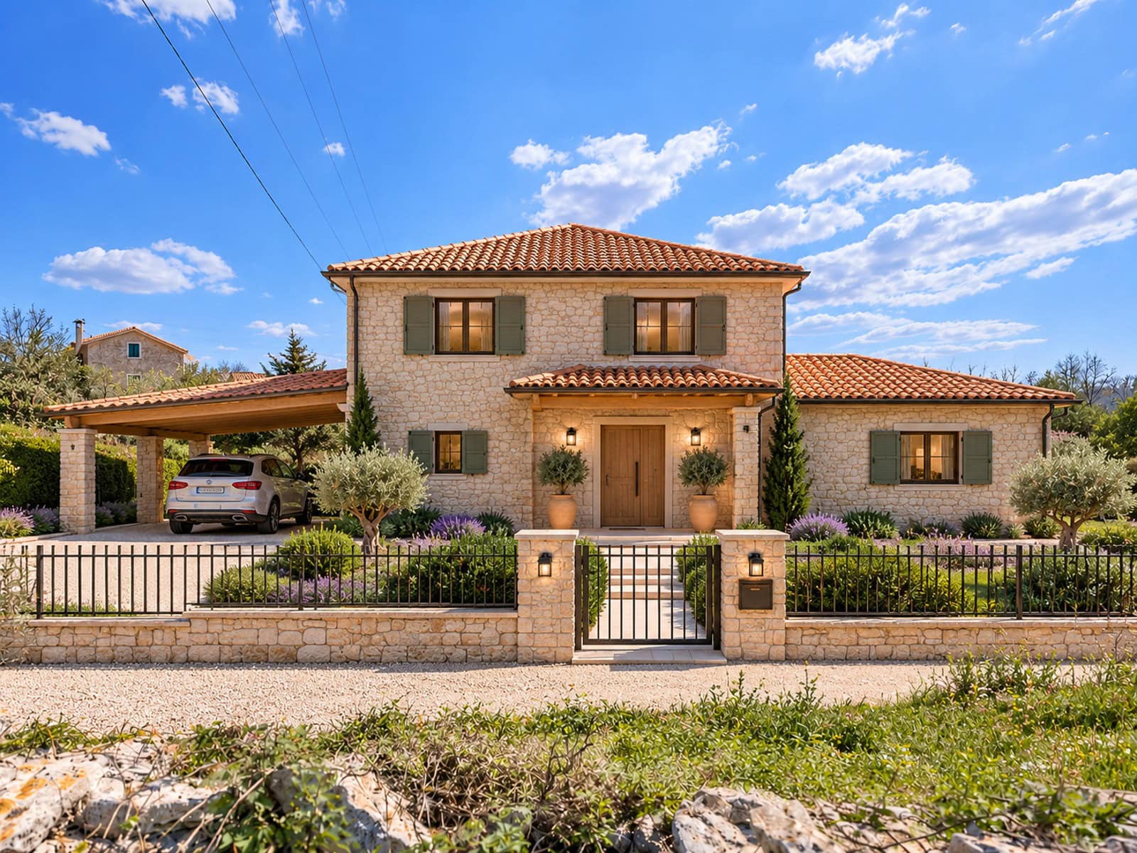 Mediterraneane Villa mit Garten und SUV