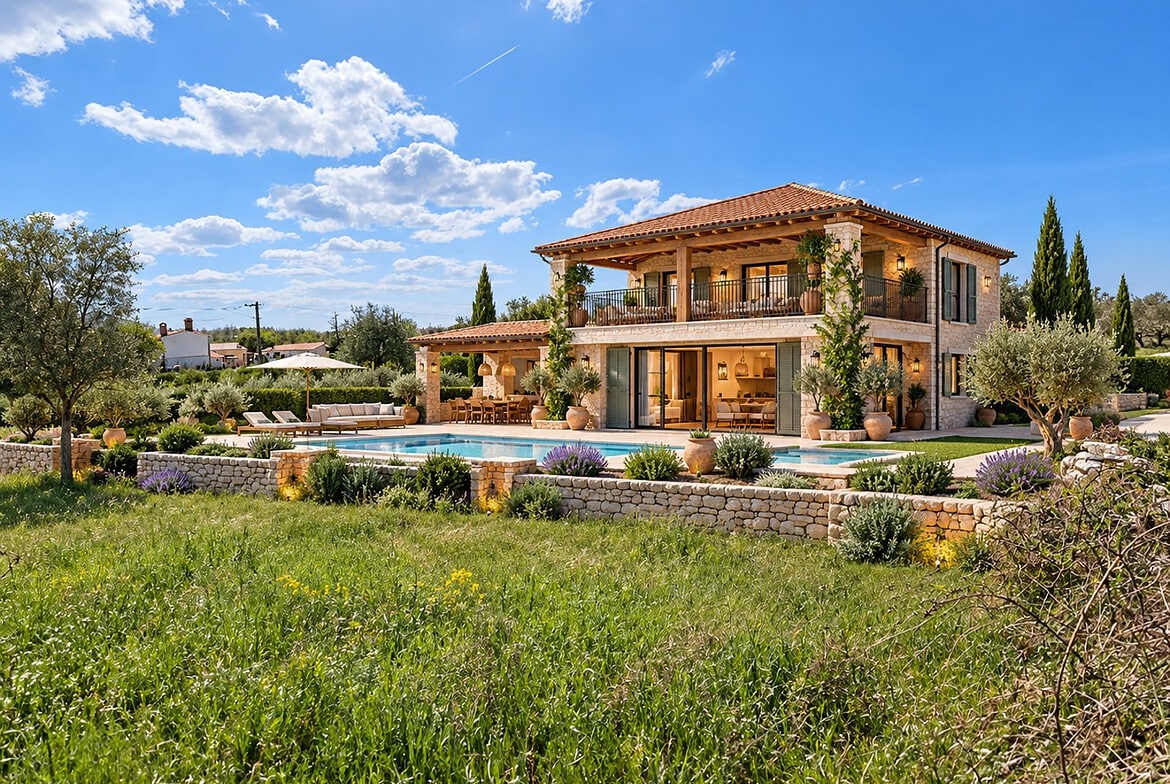 Mediterrane Villa mit Pool und Garten