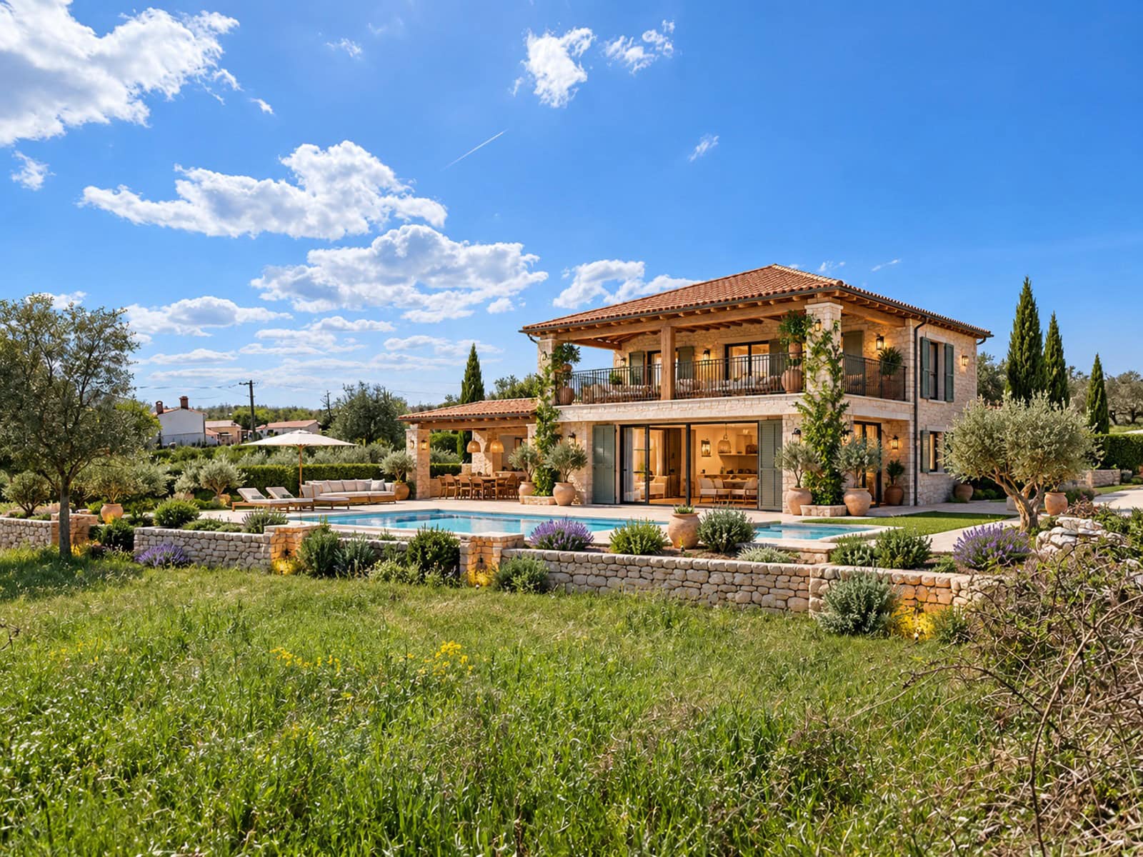 Mediterrane Villa mit Pool und Garten