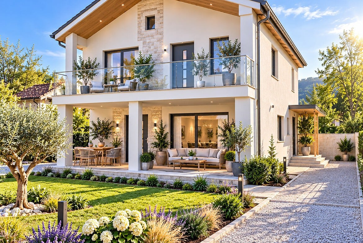 Moderne Villa mit Gartenterrasse