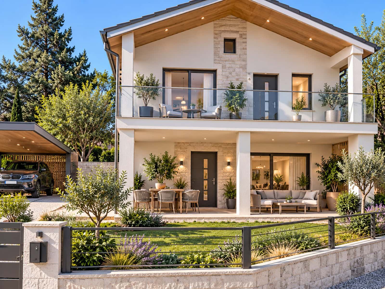 Modernes mediterranes Haus mit Garten Modernes mediterranes Haus mit Garten