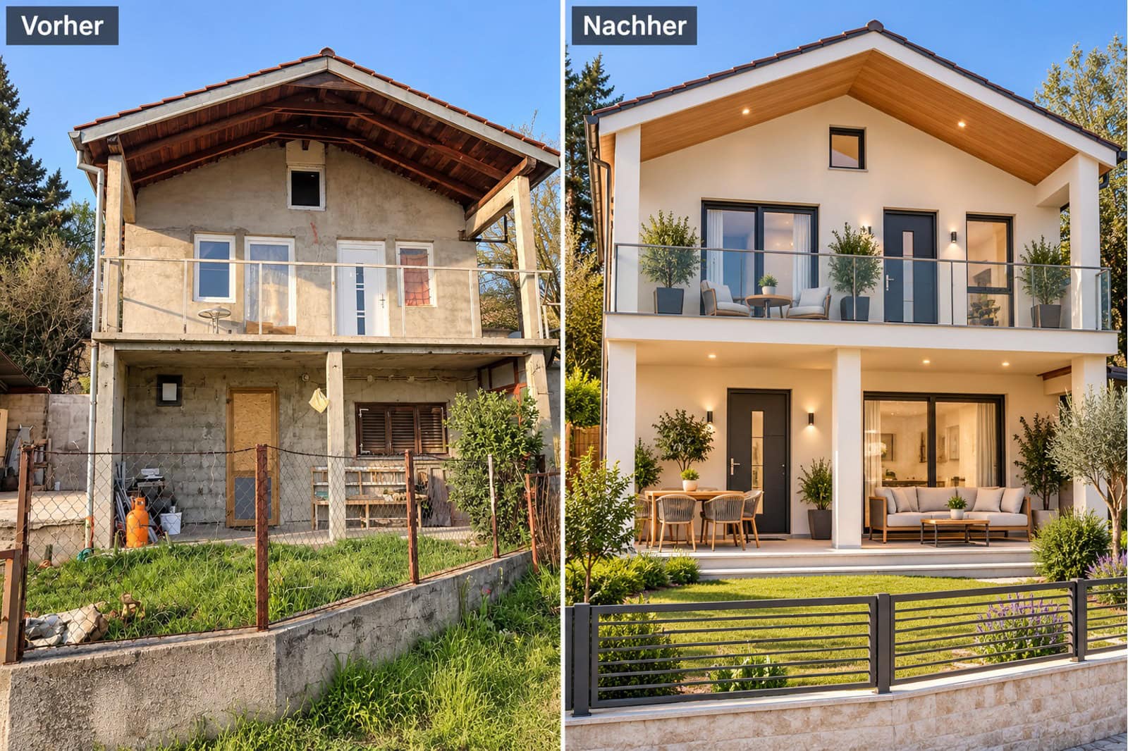 Hausrenovierung_ Vorher und Nachher Hausrenovierung_ Vorher und Nachher