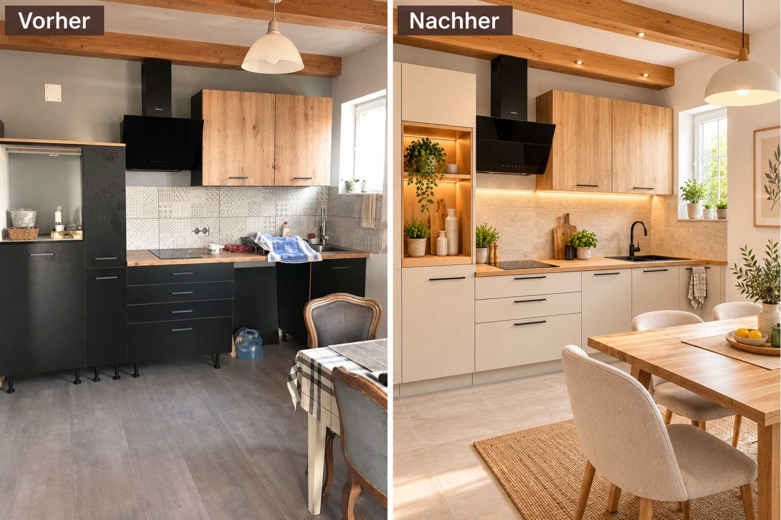 Küchenrenovierung_ Vorher und Nachher Küchenrenovierung_ Vorher und Nachher