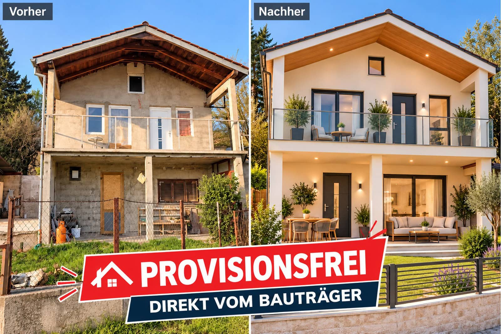 Vorher-Nachher_ Hausrenovierung provisionsfrei Vorher-Nachher_ Hausrenovierung provisionsfrei