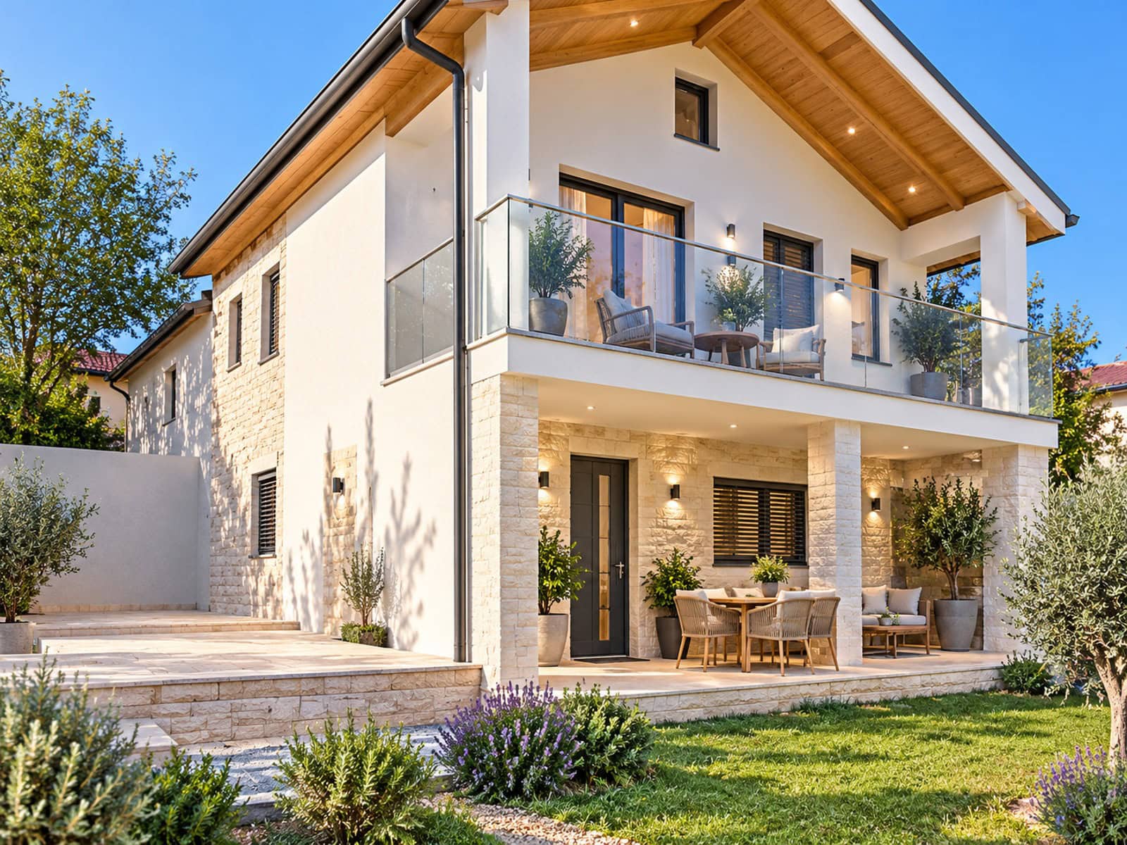 Modernes Haus mit sonniger Gartenterrasse Modernes Haus mit sonniger Gartenterrasse