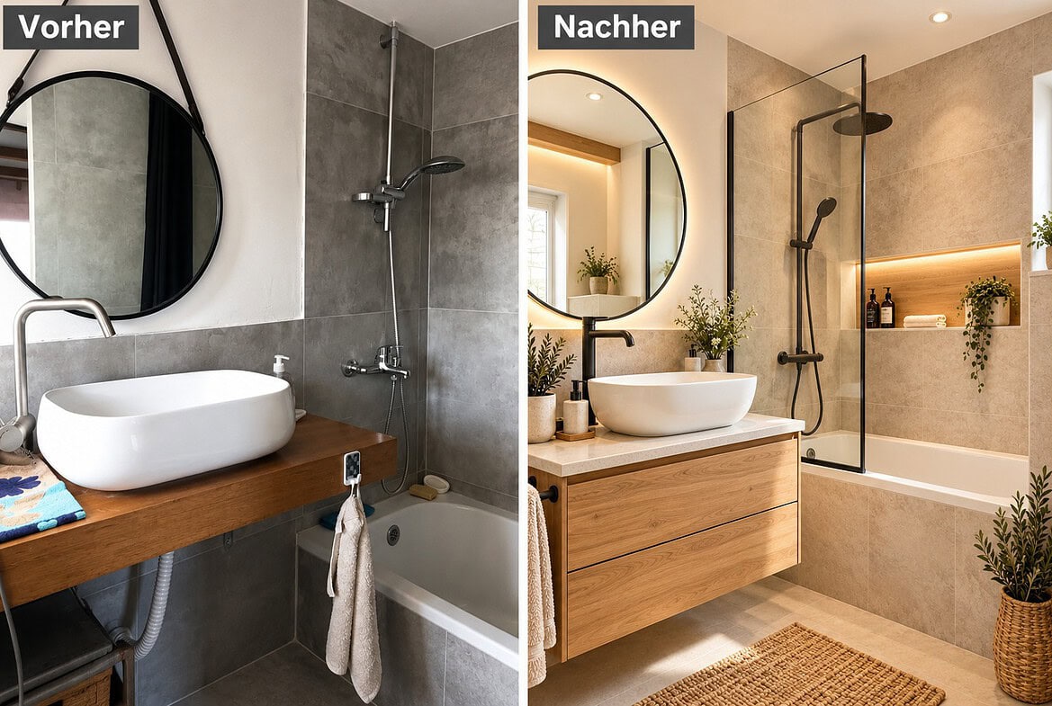 Badezimmer vorher und nachher