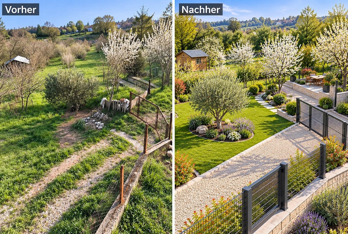 Garten vorher und nachher