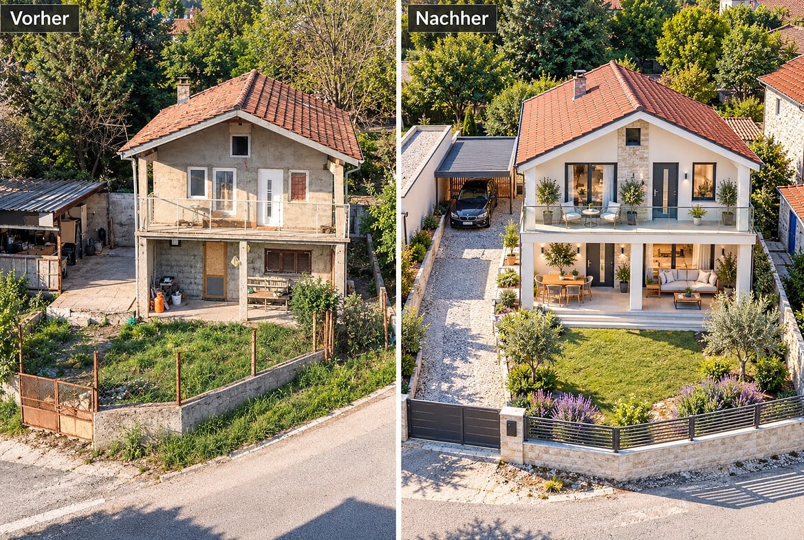 Vorher und Nachher_ Hausrenovierung