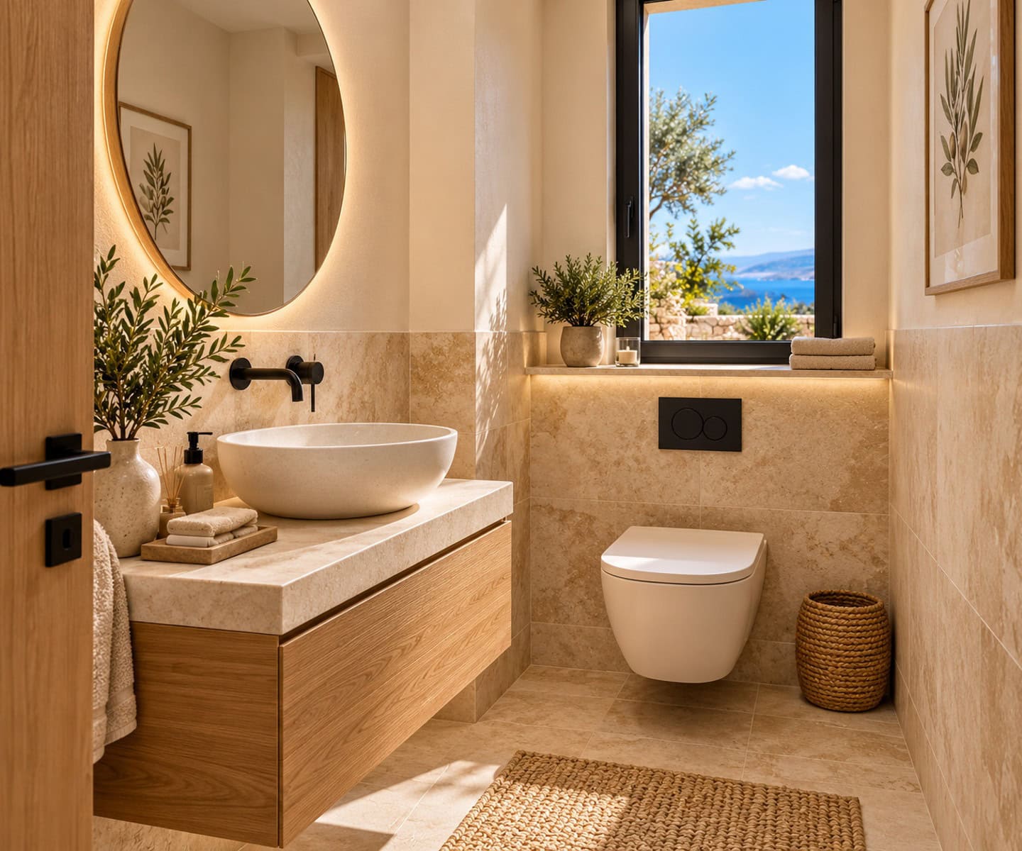 Mediterranes Gäste-WC mit Meerblick Mediterranes Gäste-WC mit Meerblick